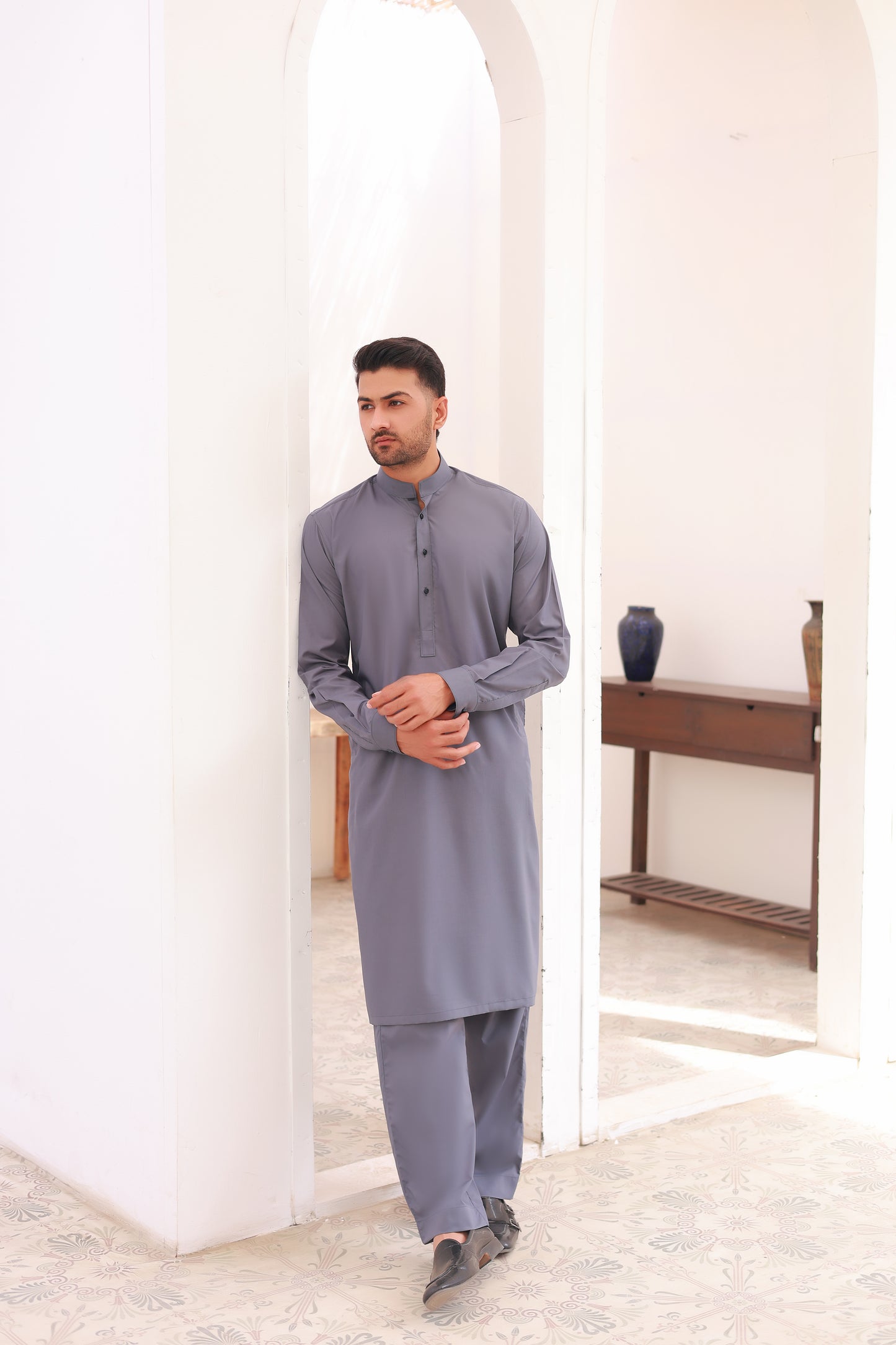 Blueish-Purple Stitched Kurta Pajama