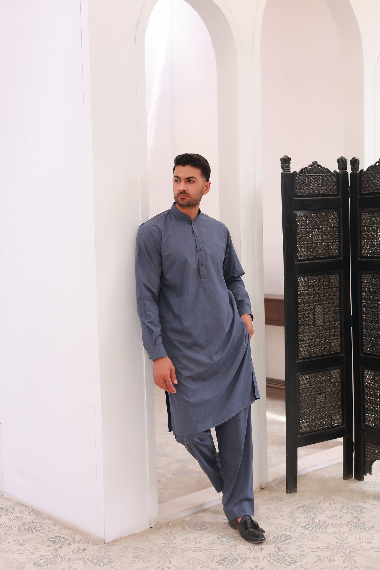 Ocean Blue Wash n Wear Kurta Pajama