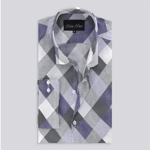 White Cotton Box Checks Shirt