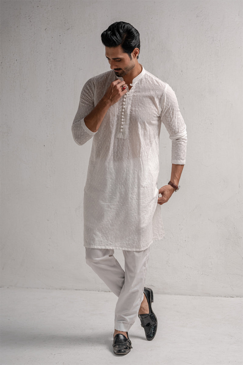 White Embroidered Kurta