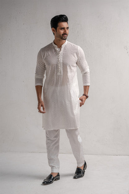 White Embroidered Kurta