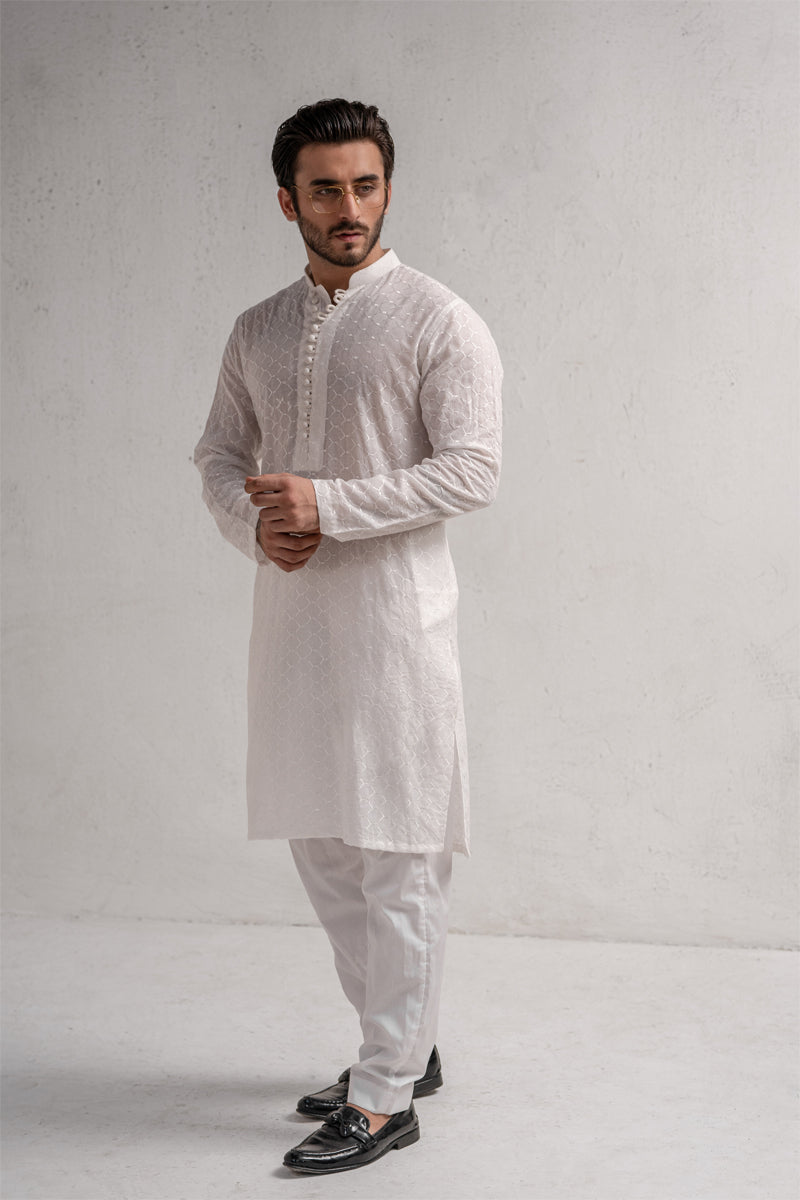 White Embroidered Kurta