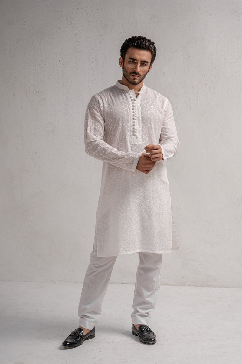 White Embroidered Kurta