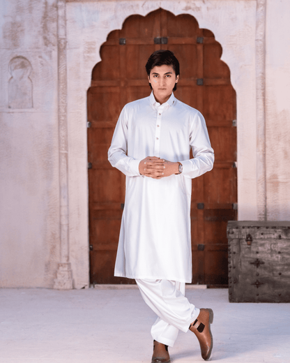 Off-White Striped Designer Suit – Metal Studs & Anchor Stitch Detail (Stitched) Shalwar Kameez