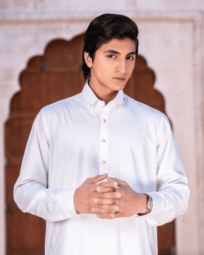Off-White Striped Designer Suit – Metal Studs & Anchor Stitch Detail (Stitched) Shalwar Kameez