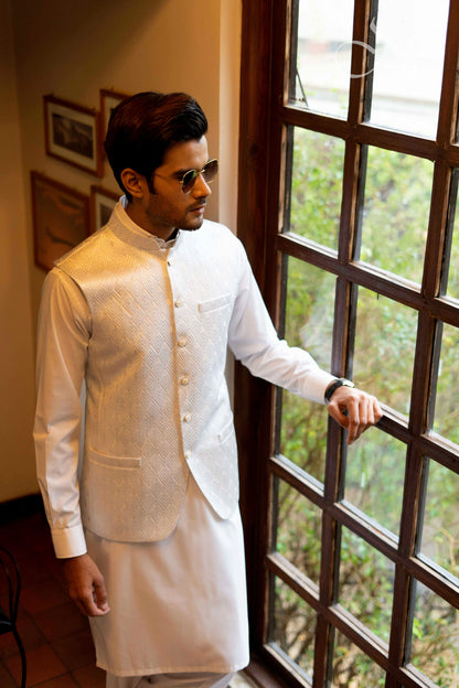 White Embroidered Waistcoat