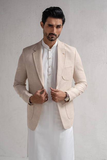 Cream Classic Two-Button Blazer