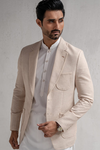 Cream Classic Two-Button Blazer