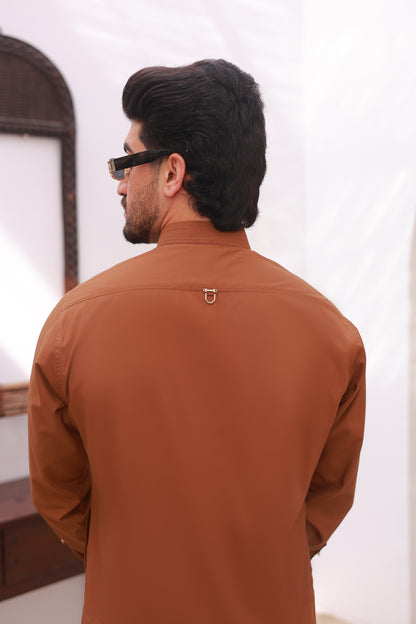 Tan Stitched Kameez Shalwar