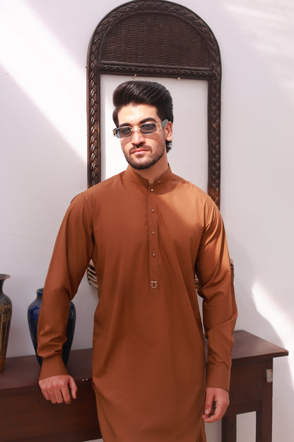 Tan Stitched Kameez Shalwar