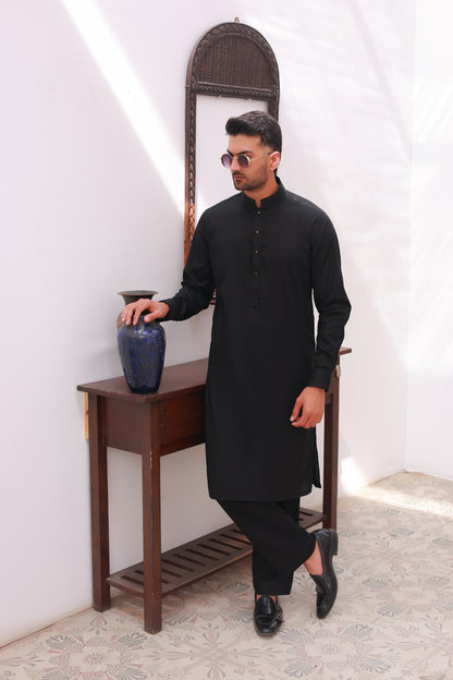 Black Designer Stitched Kameez Shalwar