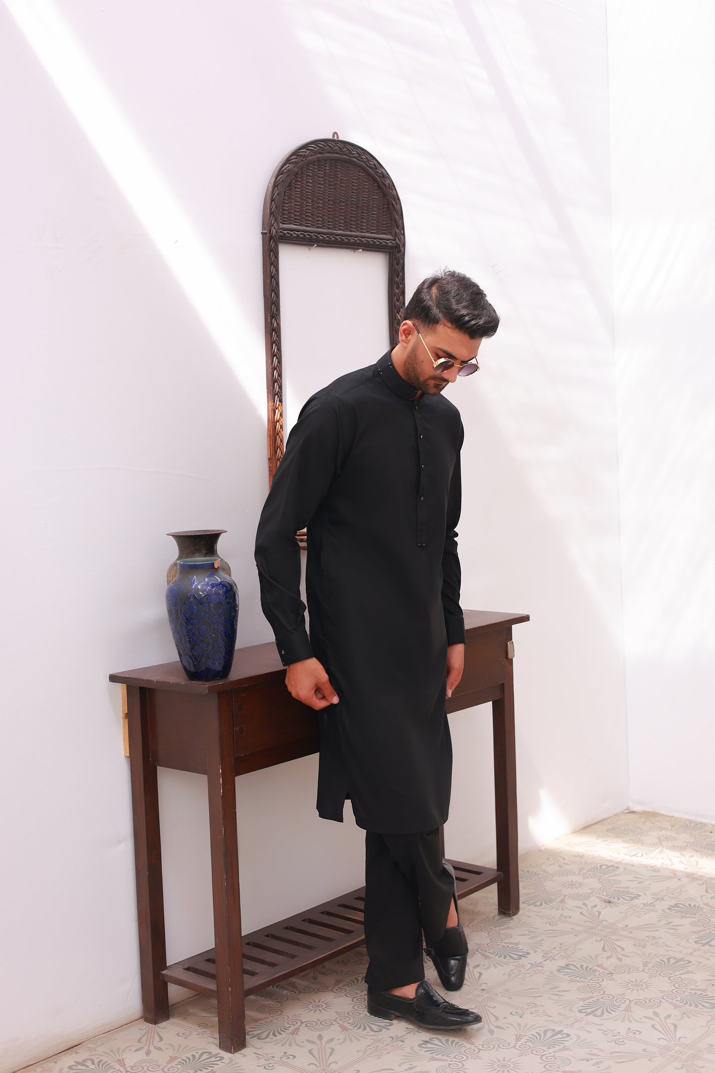 Black Designer Stitched Kameez Shalwar