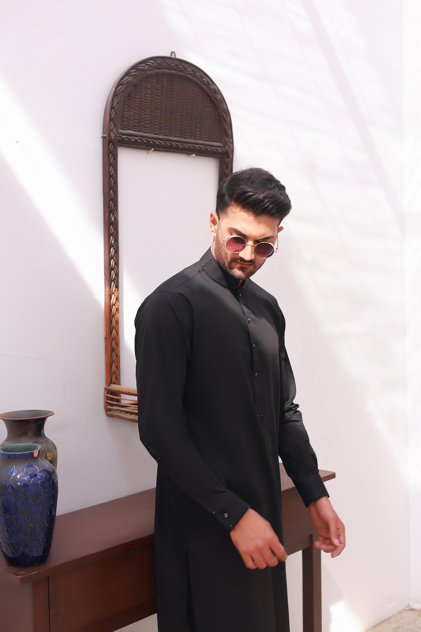 Black Designer Stitched Kameez Shalwar
