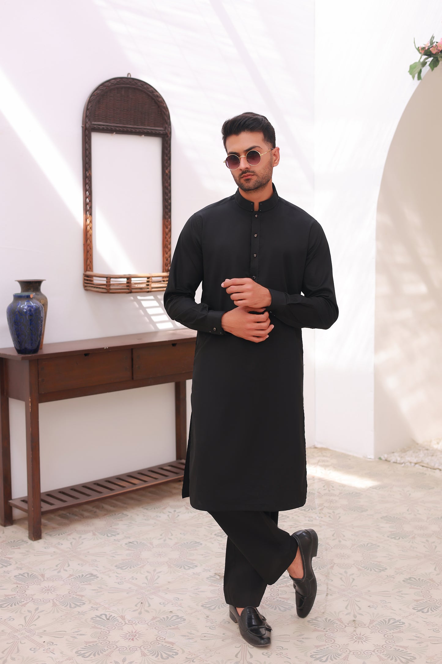 Black Designer Stitched Kameez Shalwar