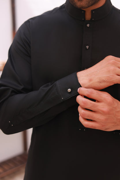 Black Designer Stitched Kameez Shalwar