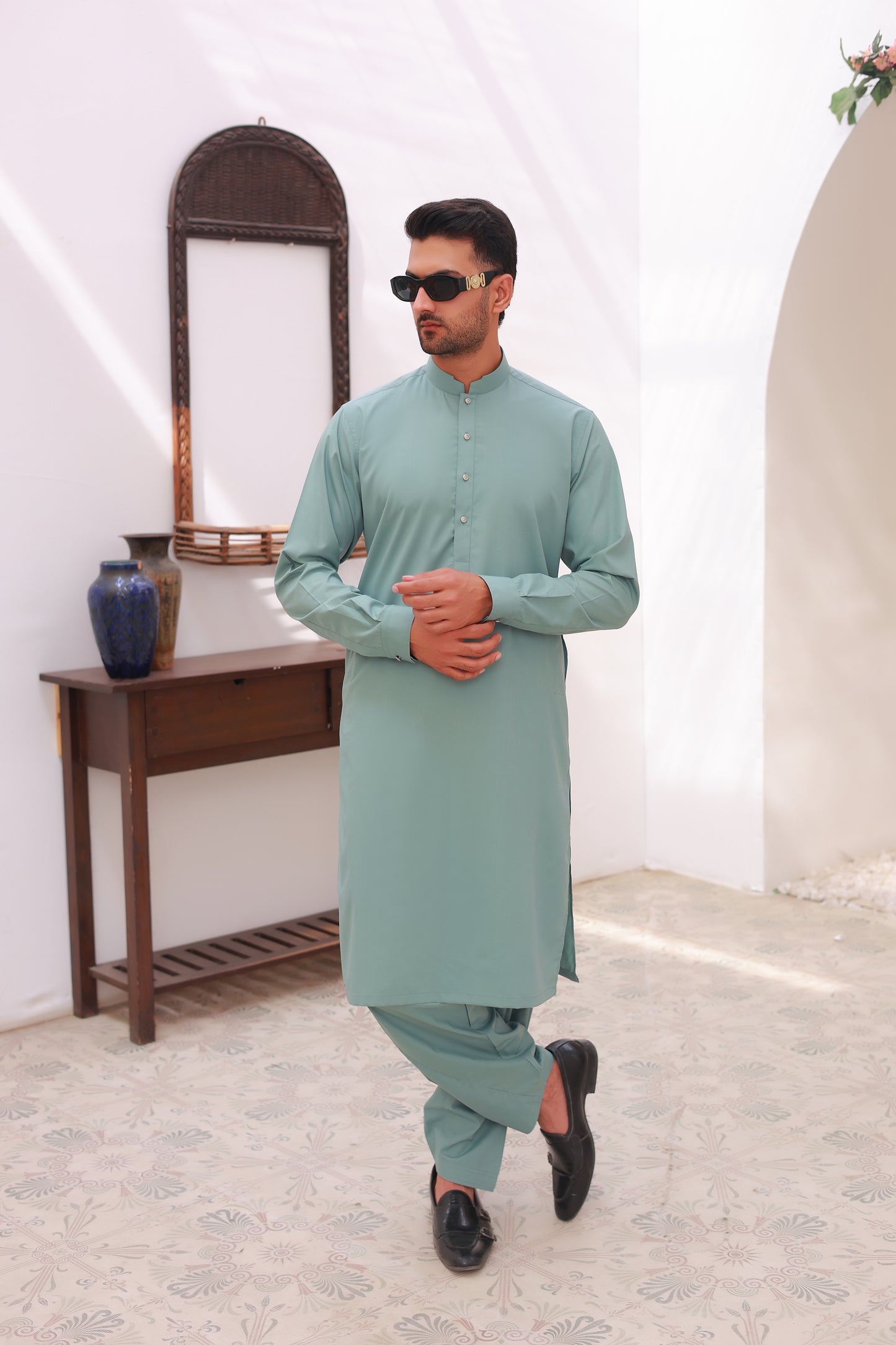 Premium Sea Green Stitched Kameez Shalwar