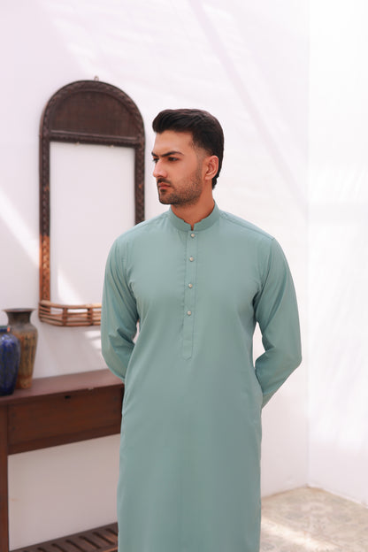Premium Sea Green Stitched Kameez Shalwar