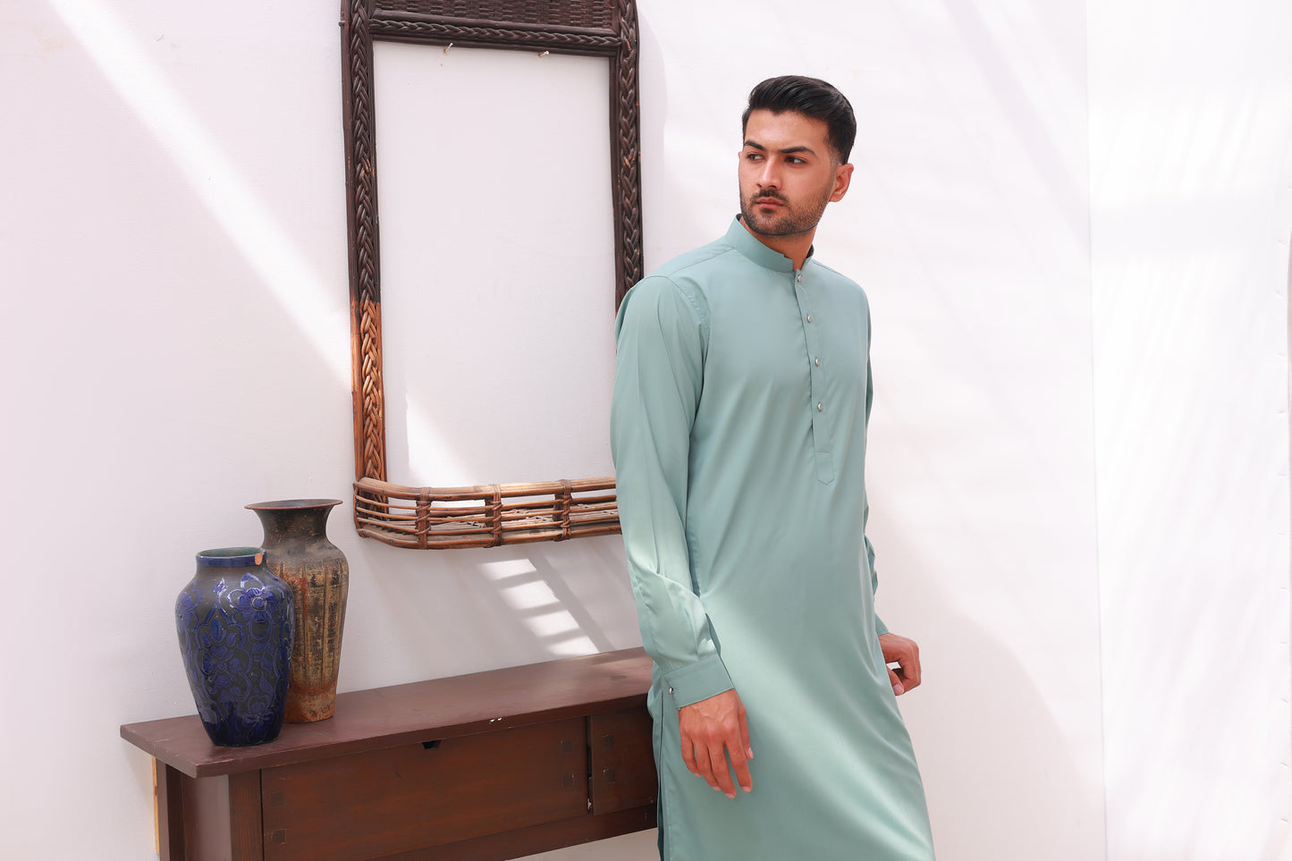 Premium Sea Green Stitched Kameez Shalwar