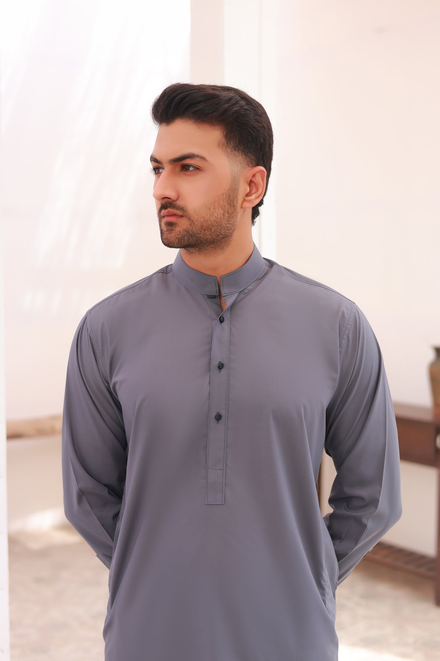 Blueish-Purple Stitched Kurta Pajama