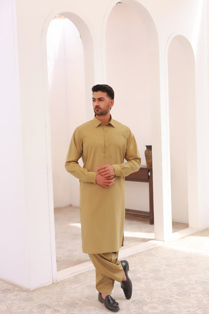Mustard Wash n Wear Kameez Shalwar