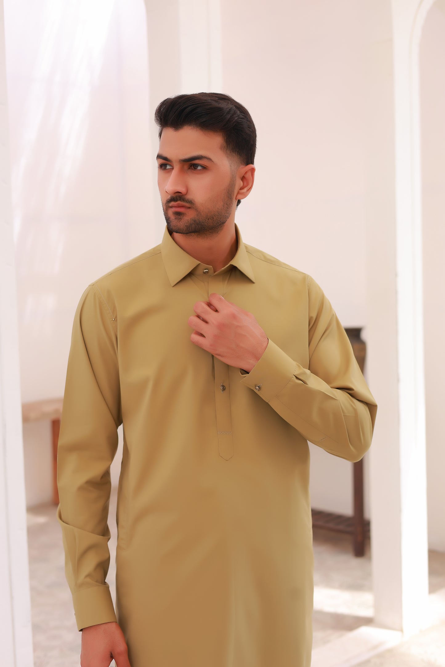 Mustard Wash n Wear Kameez Shalwar