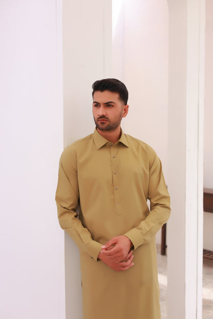Mustard Wash n Wear Kameez Shalwar