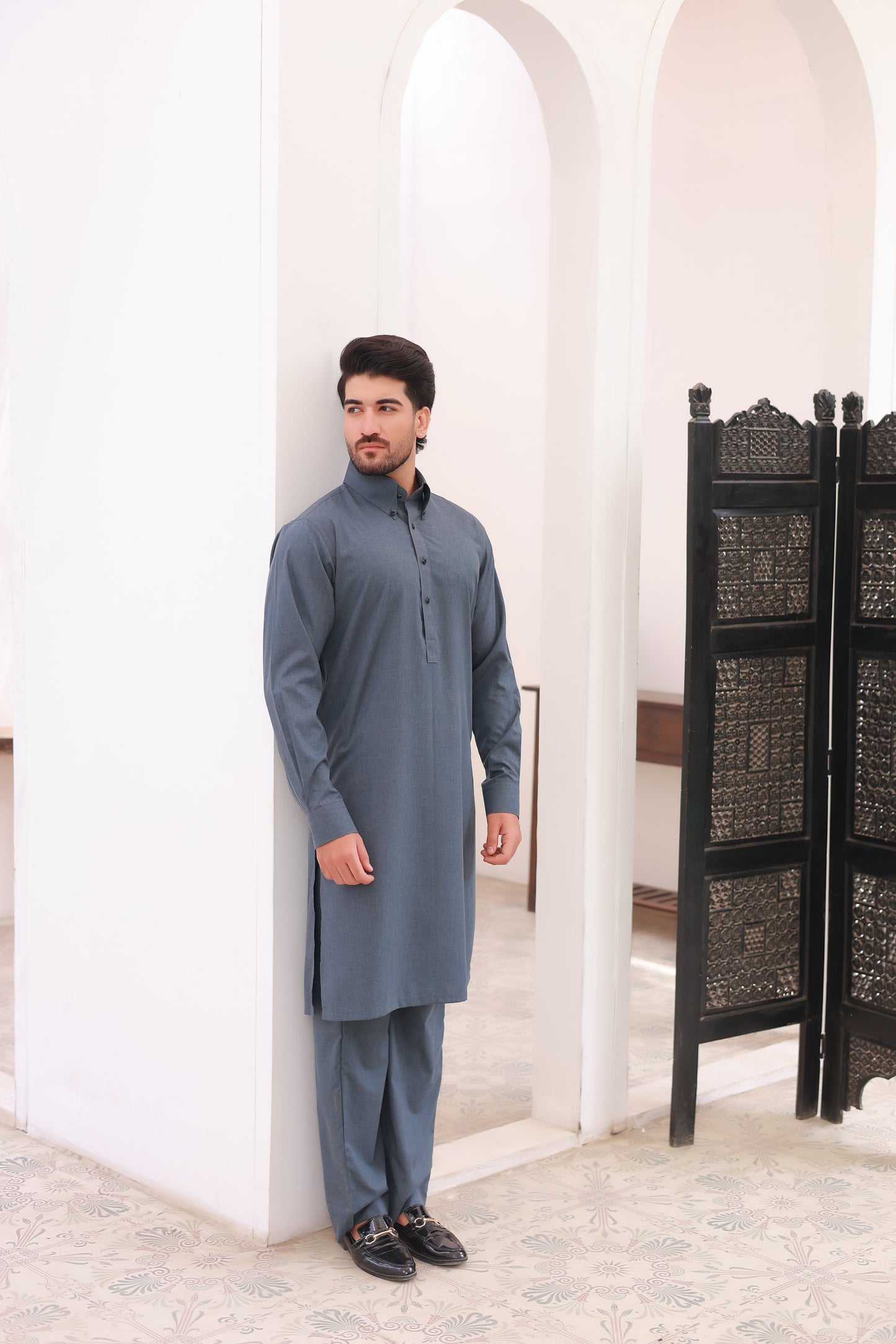 Teal Blue Wash n Wear Kurta Pajama