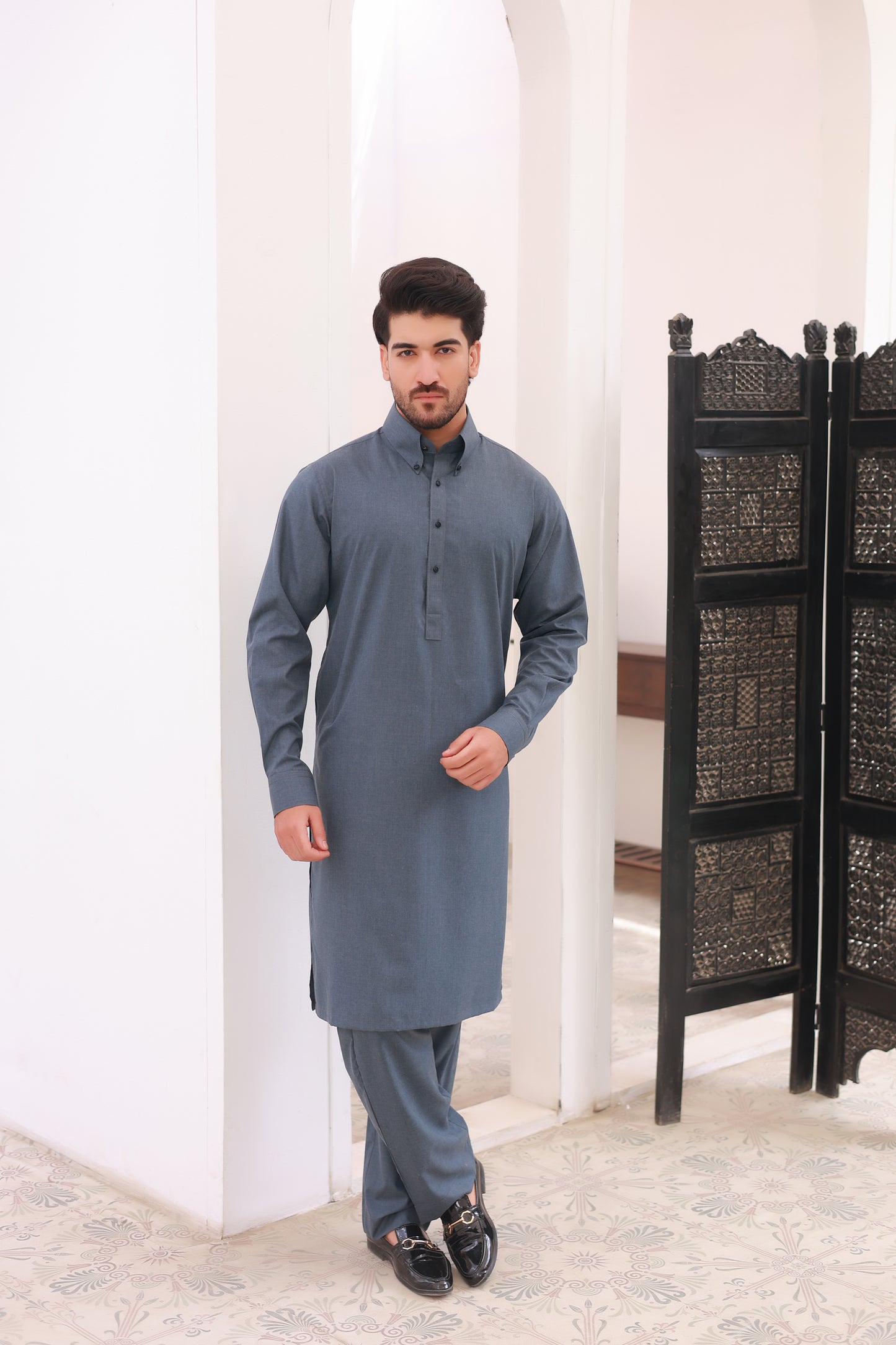 Teal Blue Wash n Wear Kurta Pajama