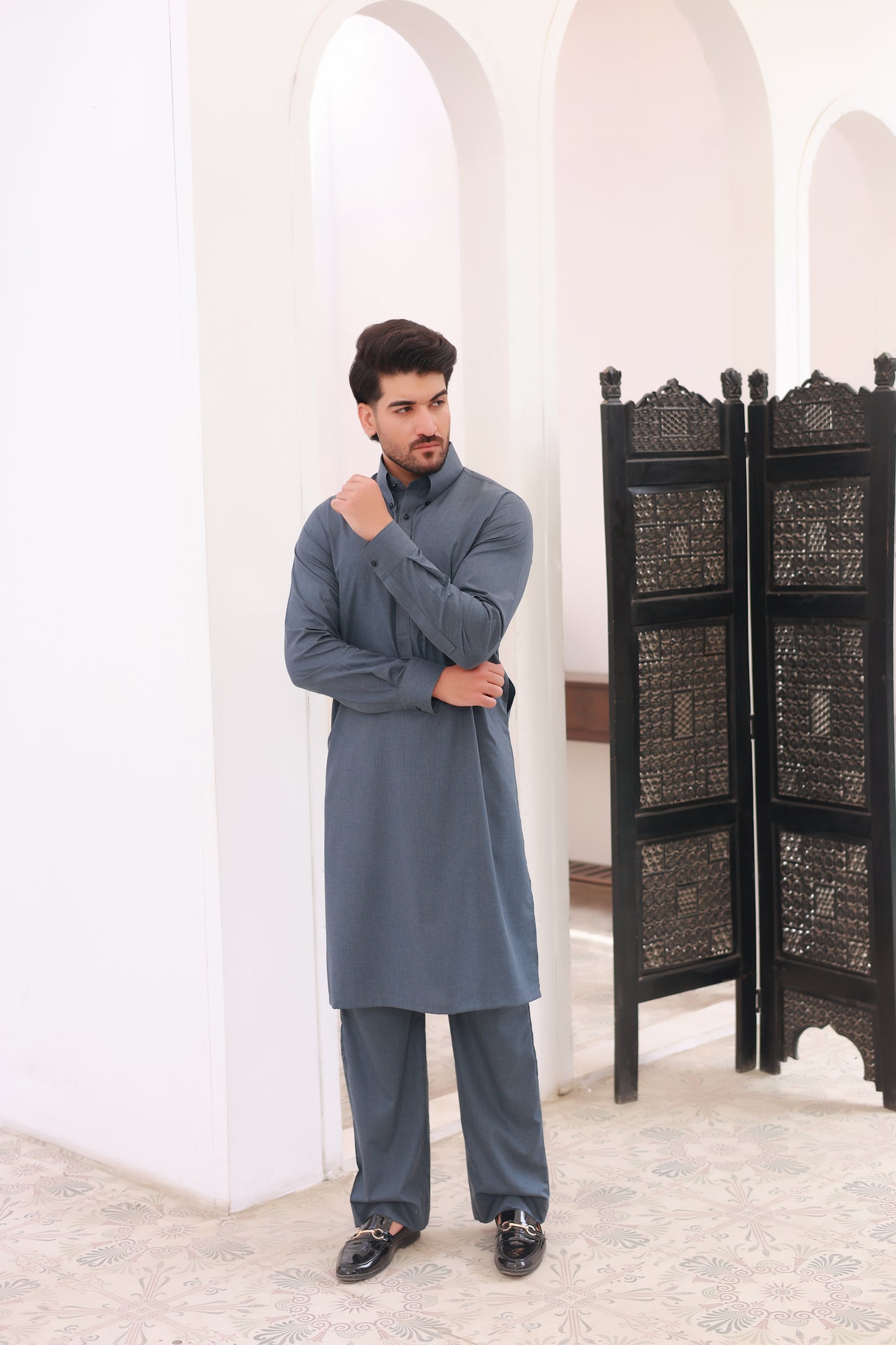 Teal Blue Wash n Wear Kurta Pajama