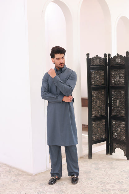 Teal Blue Wash n Wear Kurta Pajama