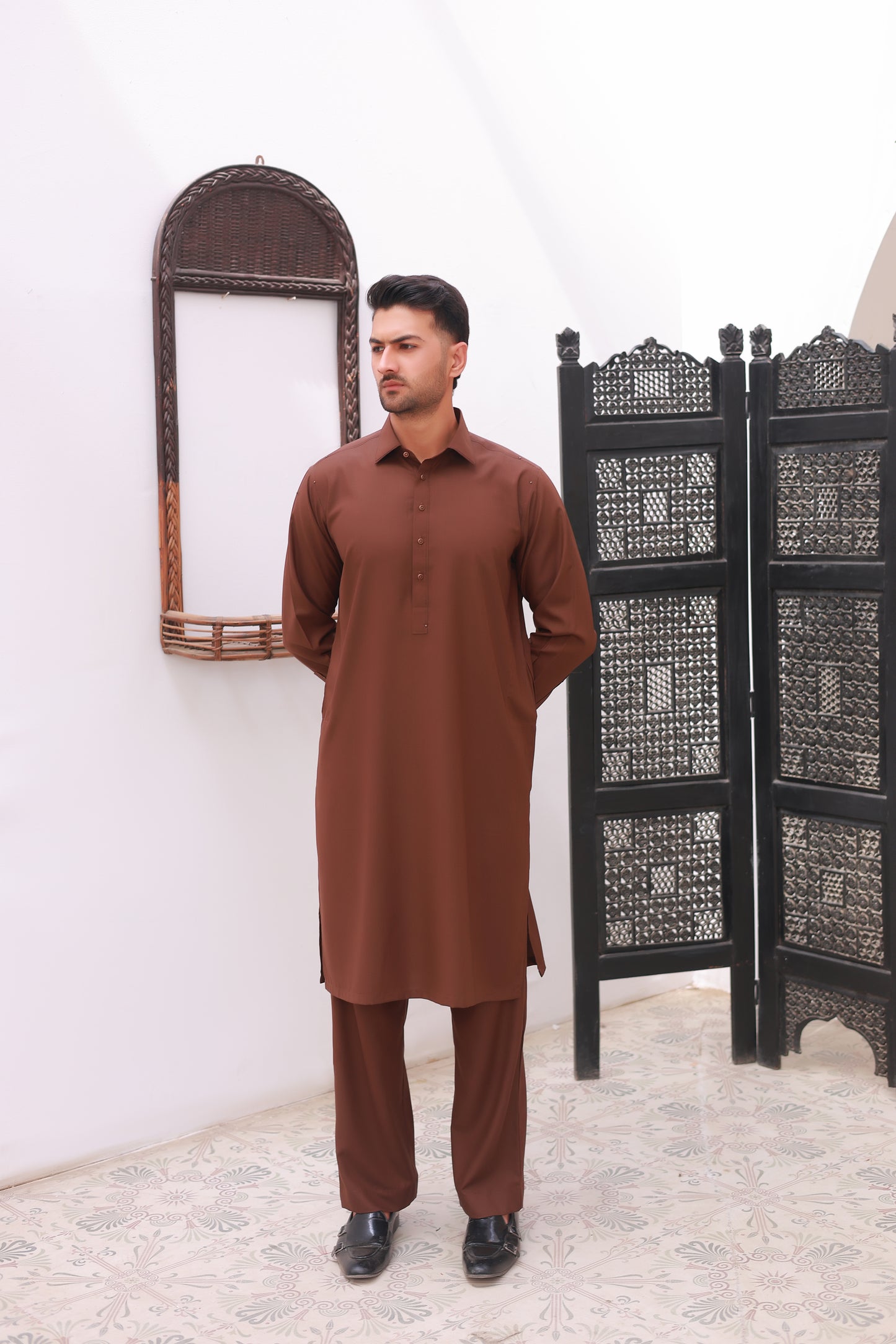 Rust Wash n Wear Kurta Pajama