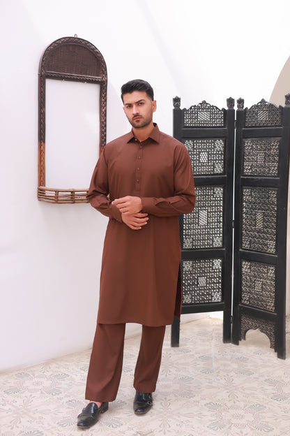 Rust Wash n Wear Kurta Pajama