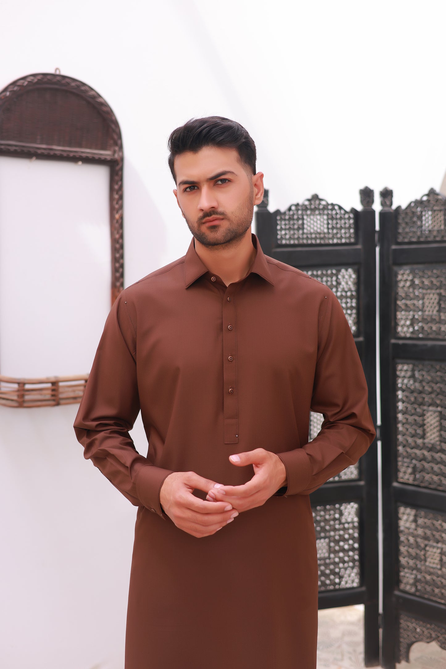 Rust Wash n Wear Kurta Pajama