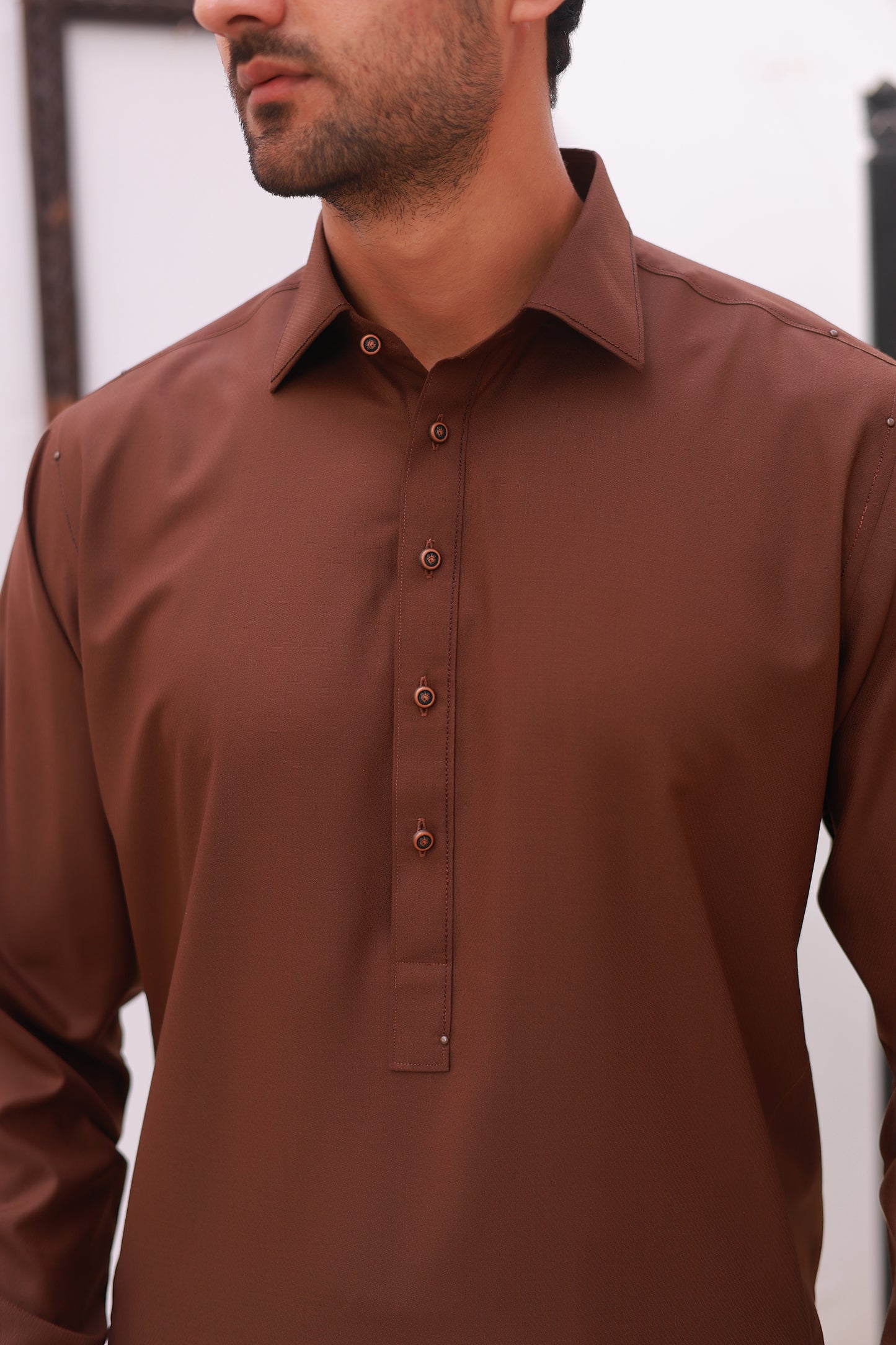 Rust Wash n Wear Kurta Pajama