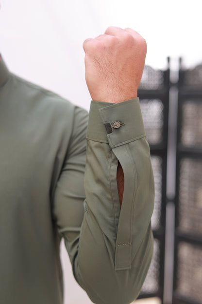 Olive Green Wash n Wear Kameez Shalwar