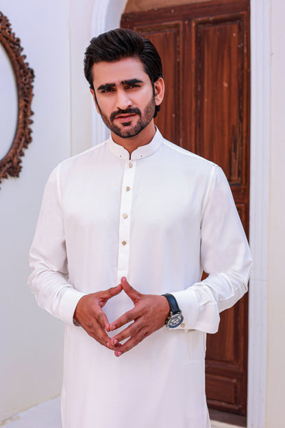 Classic White Self Shalwar Kameez