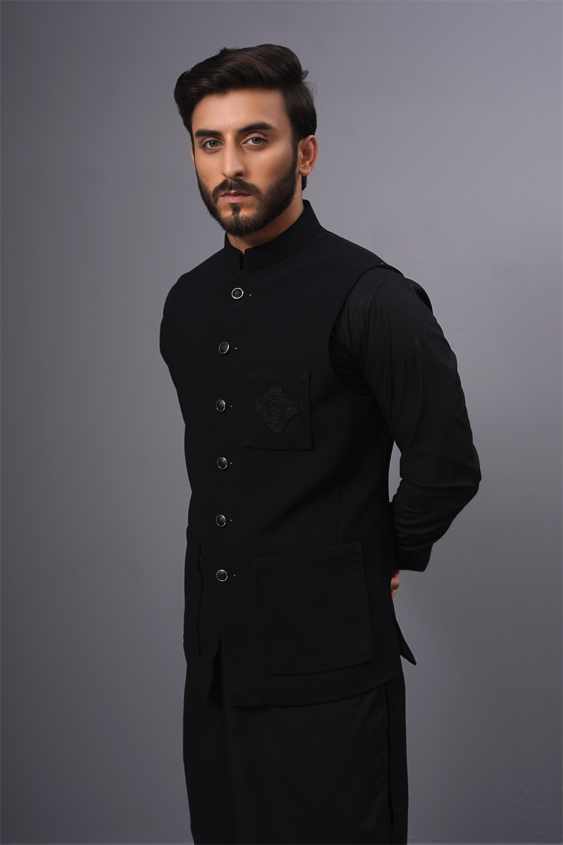 Black Patch Pocket Waiscoat