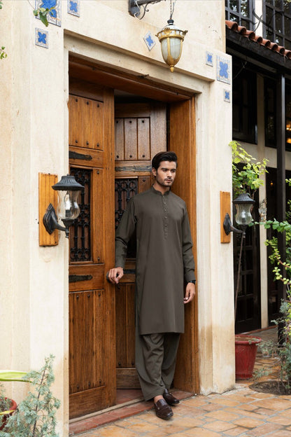 Dark Green Kameez Shalwar