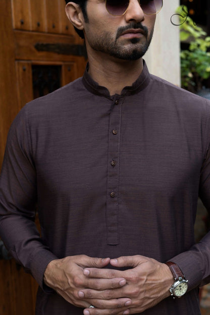 Dark Purple Self Kameez Shalwar