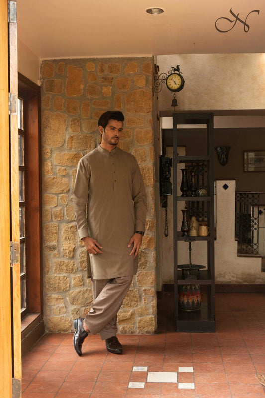 Sand Brown Kameez Shalwar