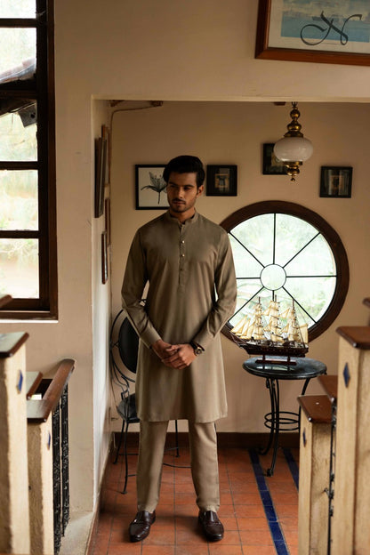 Sand Brown Kameez Shalwar