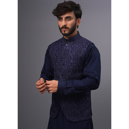 Blue Embroidered Waistcoat