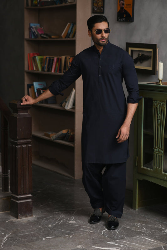 Navy Blue Kameez Shalwar