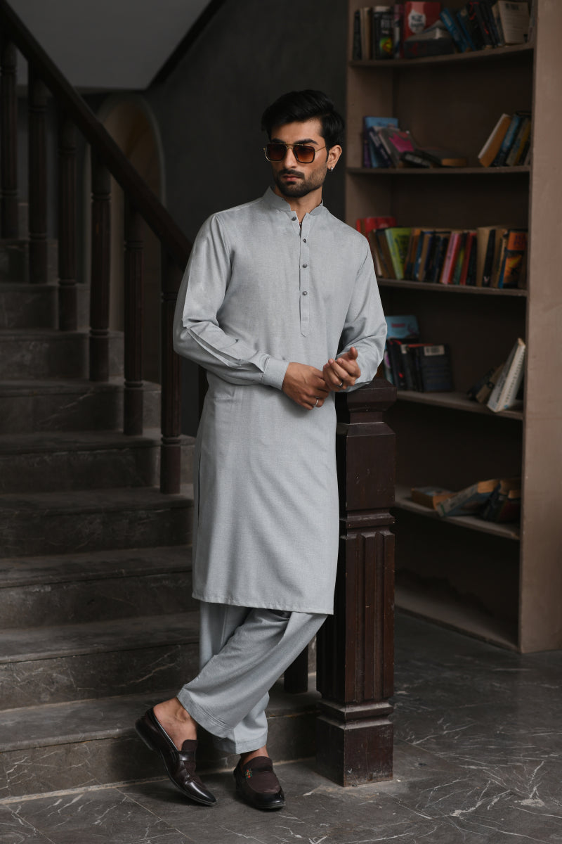 Cloudy Gray Kameez Shalwar