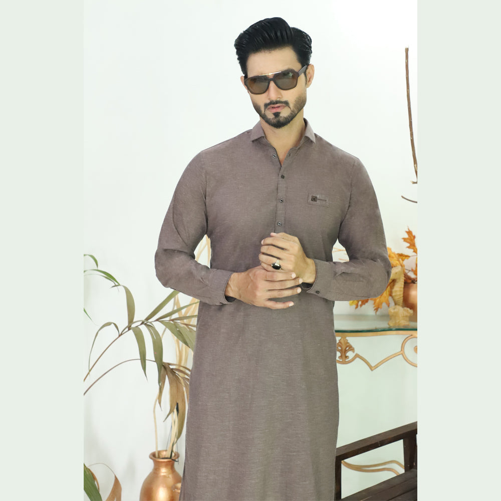 Premium Brown Textured Kameez Shalwar